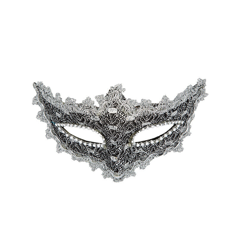 Mascherina sexy con pizzo argento e strass – Maschera veneziana