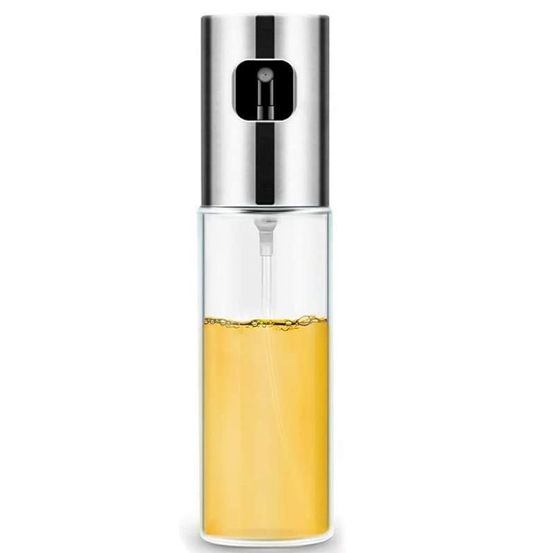 oliera spray in vetro 100 ml con testa in acciaio