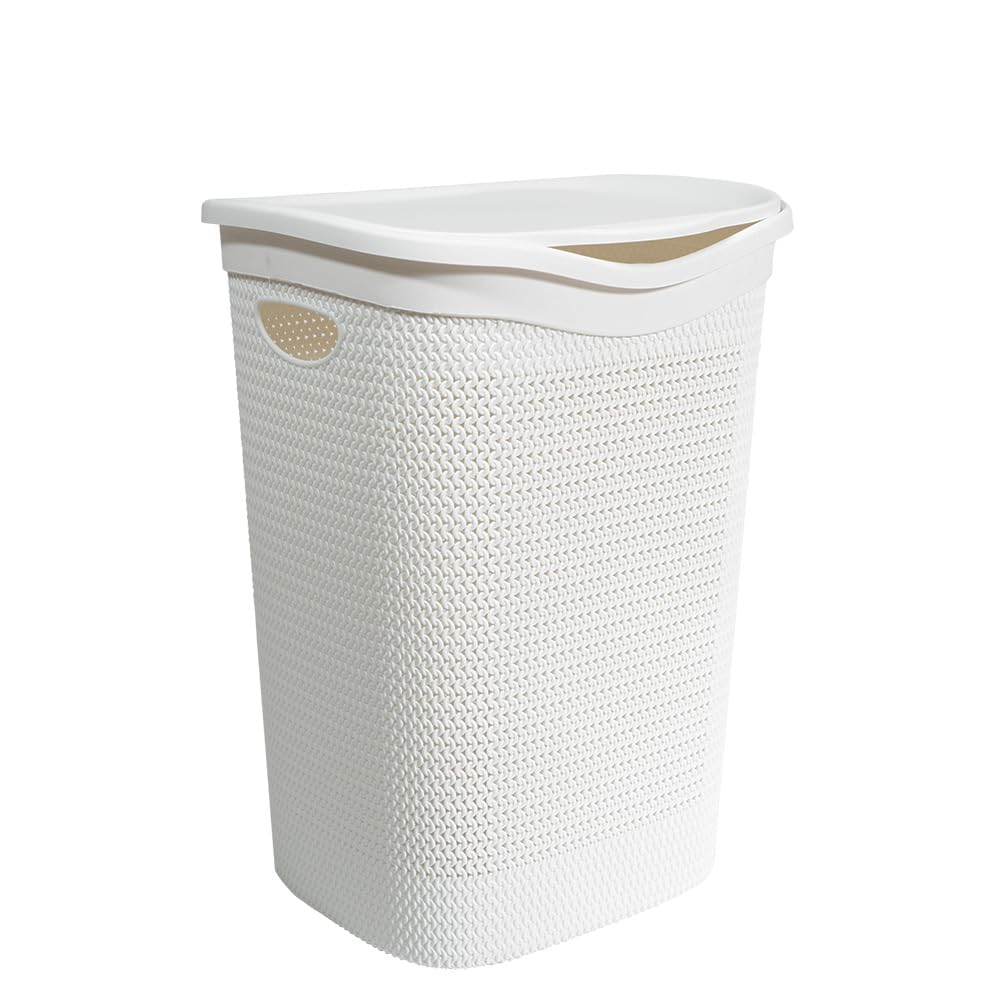 Cesto Portabiancheria in Plastica con Coperchio – Effetto Rattan