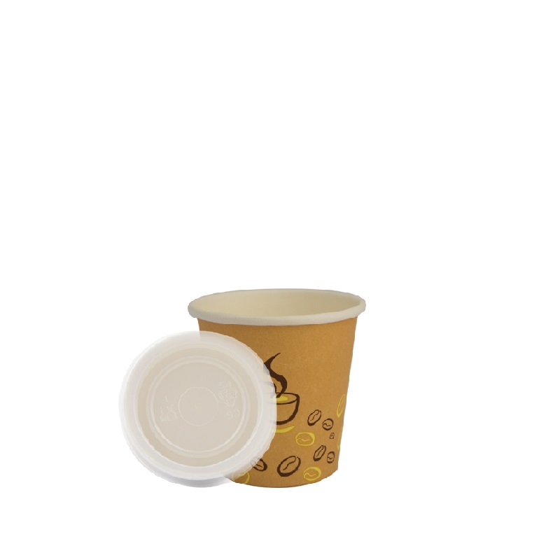 Bicchieri di carta per caffè grafica chicco 75ml con coperchi