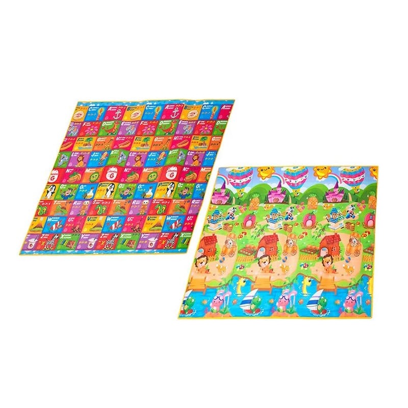 Tappetone double face da 180x150cm – Tappeto gioco per bambini con lettere e disegni